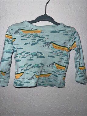 Tea Collection Boys Blue Boat Print Pajama Top
